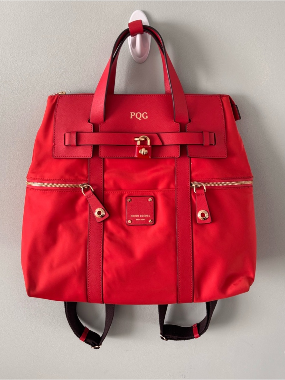 HENRI BENDEL Discontinued Orange Jetsetter Convertible Backpack Travel Office